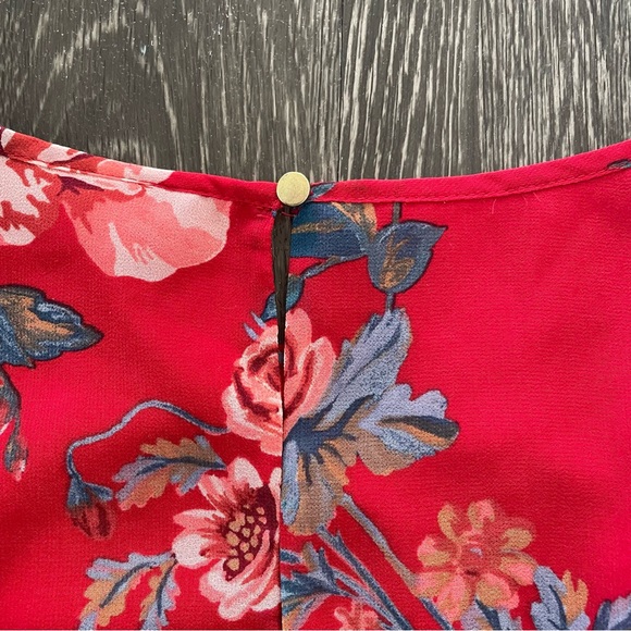 Ava & Viv Red Floral Chiffon Midi Dress - Picture 6 of 10